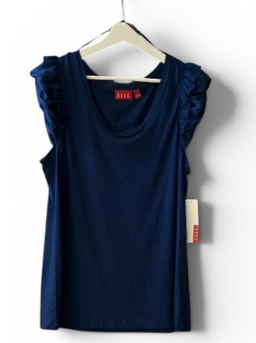 Elle - NWT - Navy Ruffle Cap Shoulder Top